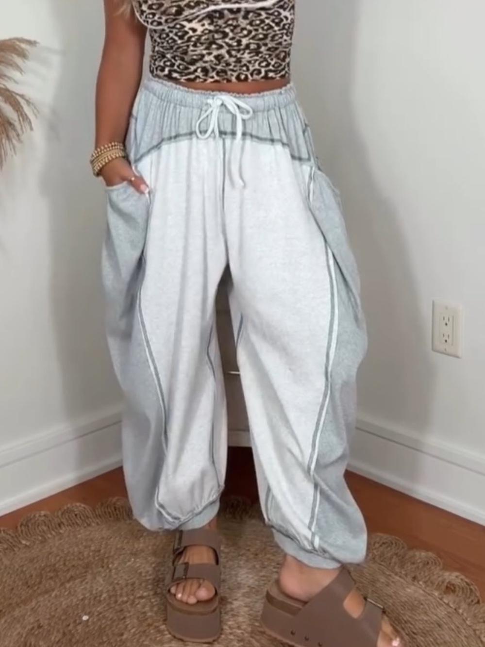 Casual Light Gray Drawstring Joggers